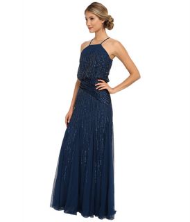 Adrianna Papell Halter Fully Beaded Godet Gown, Women
