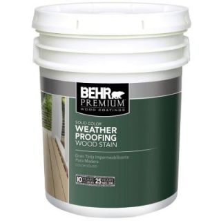 BEHR Premium 5 gal. White Solid Color Weatherproofing All In One Wood Stain and Sealer 501105