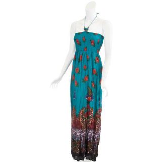 Wishes Womens Teal Beaded Halter Dress   12184057  
