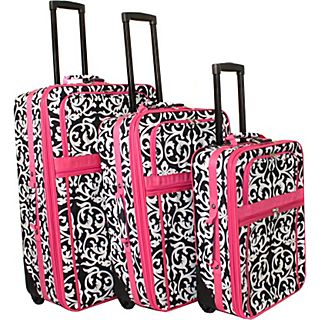 World Traveler Damask 3 Piece Expandable Upright Luggage Set