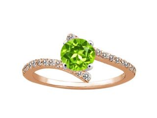 1.21 Ct Round Green Peridot Diamond 925 Rose Gold Plated Silver Ring