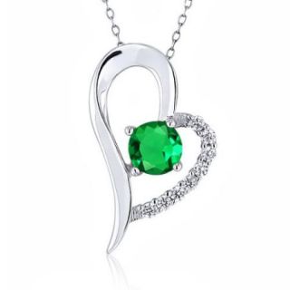 09 Ct Round Green Nano Emerald 925 Sterling Silver Pendant