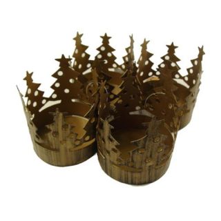 Club Pack of 72 Brass Christmas Tree Pillar Candle Holders