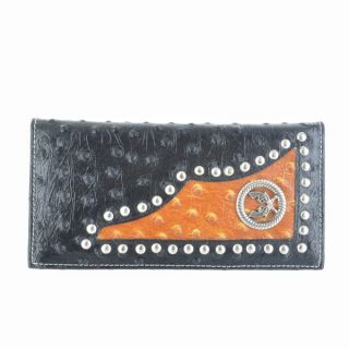 LL Fashion Womens Leather Bifold Wallet with Twin Guns Metal Emblem