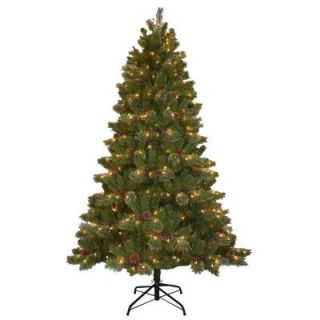 National Tree Company 10 ft. Cashmere Cone and Berry Decorated Artificial Christmas Tree with 850 Clear Lights CCB19 100LO