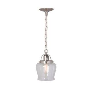Worth Home Products 1 Light Polished Nickel Hardwire Pendant with Clear Shade PKW 8724