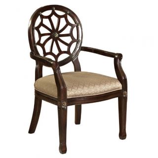 Powell Furniture 235 620 Classic Seating Spider Web Back Accent Chair in Medium Mahogany