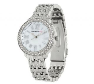 As Is Isaac Mizrahi Live Round Pave Stainless Steel Bracelet Watch —