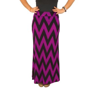 Fold over Waist Full Length Black/ Pink Chevron Maxi Skirt   17878620